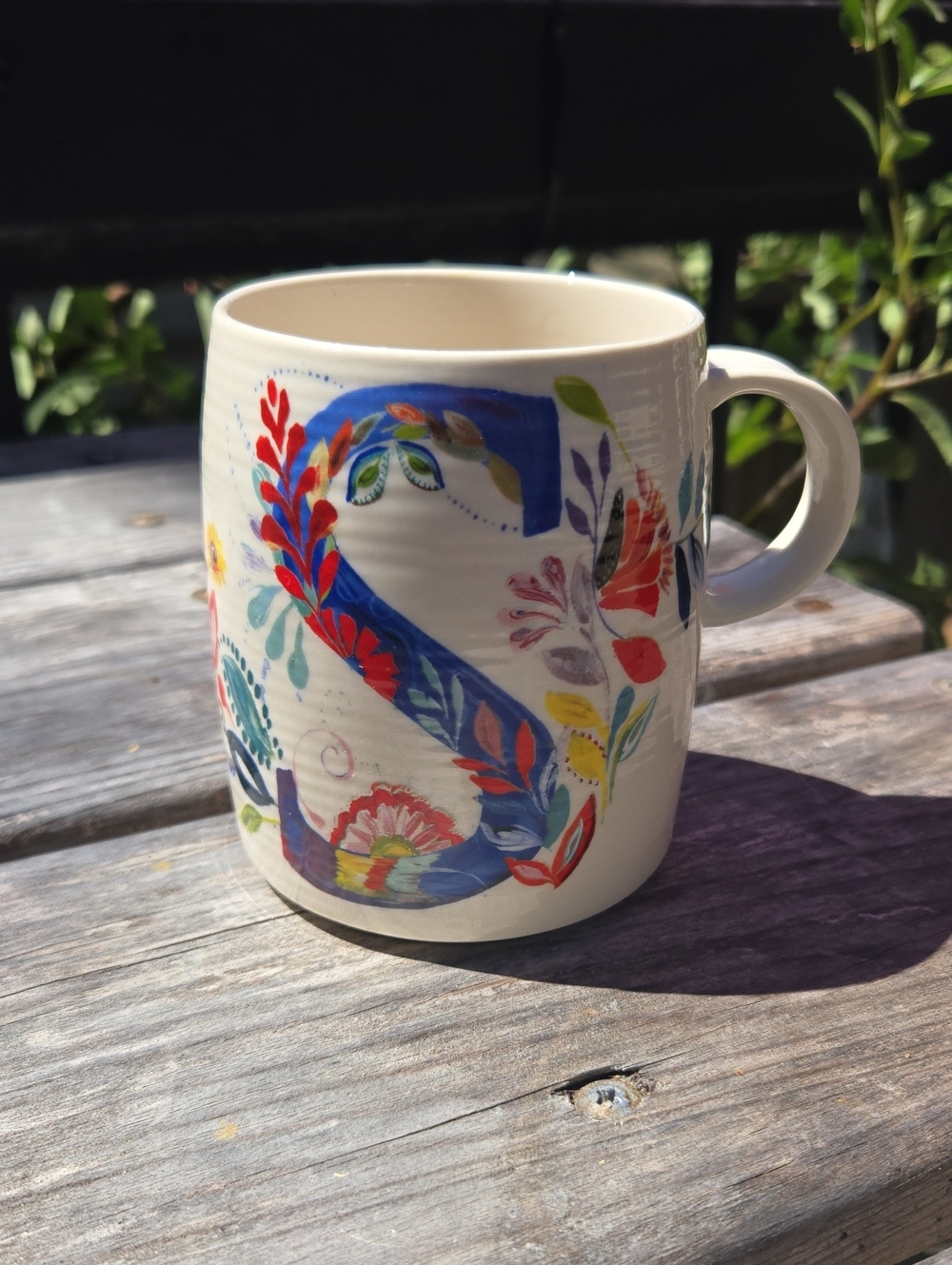 Floral Initial S Monogram Ceramic Mug - Starla M. Halfman - Anthroplogie